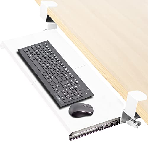 VIVO Large Keyboard Tray Under Desk Pull Out with Extra Sturdy C Clamp Mount System, 27 (33 Including Clamps) x 11 inch Slide-Out Platform Computer Drawer for Typing, White, MOUNT-KB05W… von VIVO