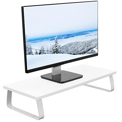 VIVO Monitorständer, 61 cm (24 Zoll), Holz und Stahl, Schreibtischerhöhung, Bildschirm, Tastatur, Laptop, kleiner Fernseher, ergonomischer Schreibtisch und Tisch-Organizer, Weiß, STAND-V000D-W von VIVO
