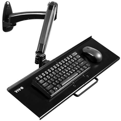 VIVO Sit-Stand 24 Zoll pneumatische Feder Tastatur und Mausablage Wandhalterung, Gegengewicht höhenverstellbare Tippplattform, ergonomische Neigung, schwarz, MOUNT-KB35B von VIVO