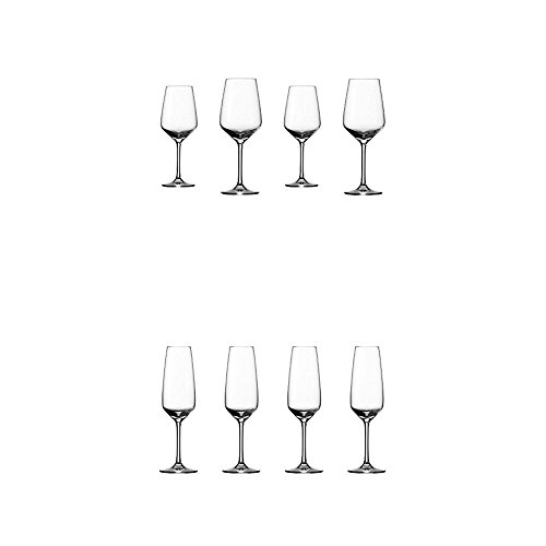 Vivo by Villeroy & Boch Group Voice Basic Weißweingläser, 4er-Set, 356 ml, Kristallglas, Klar + Voice Basic Sektgläser, 4er-Set, 283 ml, Kristallglas, Klar von VIVO