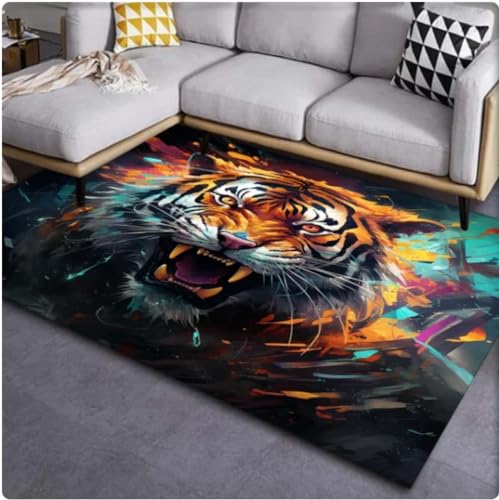 VJKFSWG Tier Tiger Muster Bodenmatte Doormat Anti-Rutsch Teppich Teppich für Schlafzimmer Home Decor Badezimmer Matte 120x180cm von VJKFSWG