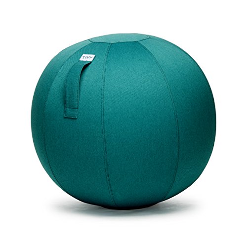 VLUV BOL LEIV Stoff-Sitzball, ergonomisches Sitzmöbel für Büro und Zuhause, Farbe: Dark Petrol (blau-grün), Ø 70cm - 75cm, Möbelbezugsstoff, robust und formstabil, mit Tragegriff von VLUV