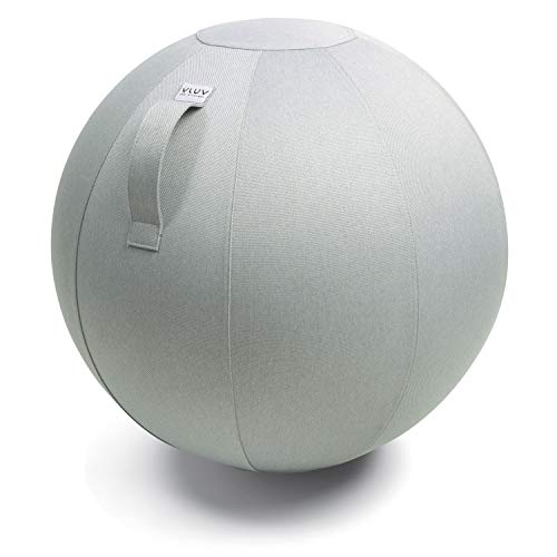 VLUV BOL LEIV Stoff-Sitzball, ergonomisches Sitzmöbel für Büro und Zuhause, Farbe: Silver (Silber), Ø 60cm - 65cm, Möbelbezugsstoff, robust und formstabil, mit Tragegriff von VLUV