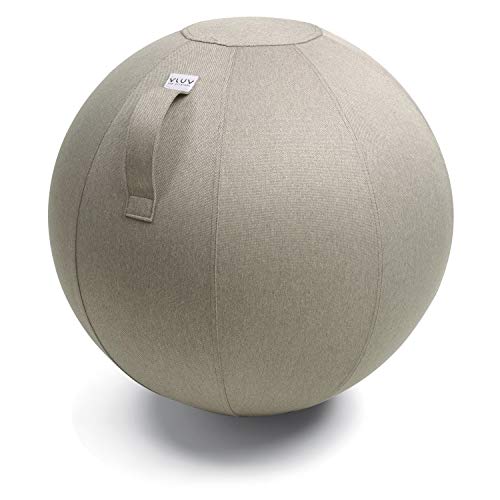 VLUV BOL LEIV Stoff-Sitzball, ergonomisches Sitzmöbel für Büro und Zuhause, Farbe: Stone (beige), Ø 60cm - 65cm, Möbelbezugsstoff, robust und formstabil, mit Tragegriff von VLUV