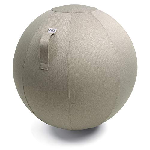 VLUV BOL LEIV Stoff-Sitzball, ergonomisches Sitzmöbel für Büro und Zuhause, Farbe: Stone (beige), Ø 70cm - 75cm, Möbelbezugsstoff, robust und formstabil, mit Tragegriff von VLUV