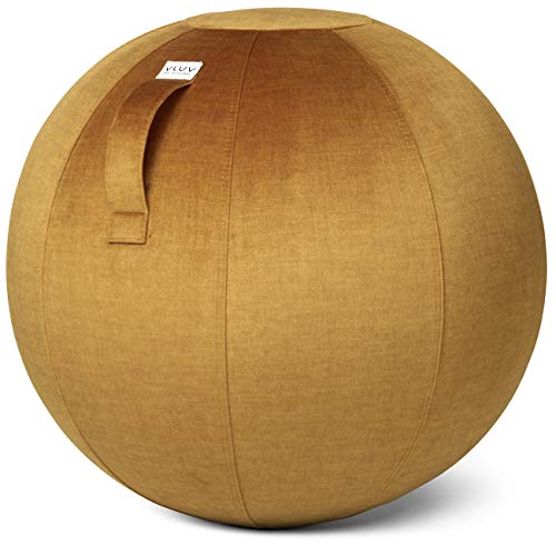 VLUV BOL VARM Stoff-Sitzball in Pumpkin, Ø 60cm-65cm, Samt-Möbelbezugstoff - robust, formstabil, mit Tragegriff und Bodenring von VLUV