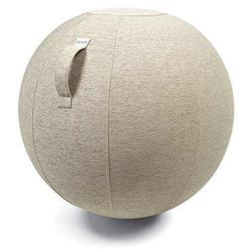 VLUV STOV Stoff-Sitzball, ergonomisches Sitzmöbel für Büro und Zuhause, Farbe: Kiesel (beige), Ø 70cm - 75cm, hochwertiger Möbelbezugsstoff, robust und formstabil, mit Tragegriff von VLUV