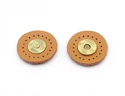 VOANZO 5 Sets Rundes Echtleder Magnetschnappverschlüsse Nähen für DIY Handtasche Ersatztasche Zubehör (Braun) von VOANZO
