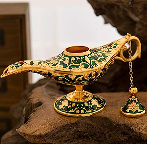 VOANZO Magic Aladdin Früher, Retro Metall Märchen Aladdin Magic Genie Teekanne Öl Home Tischdekoration (grün) von VOANZO