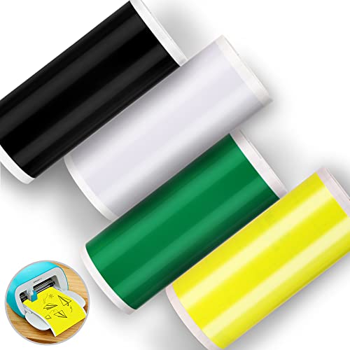 4 Roll Smart Adhesive Vinyl Permanent für Cricut Joy, 14 * 152cm Plotterfolie Selbstklebend Vinylfolie für kreatives Handwerk und Dekoration Weiß+Schwarz+Grün+Gelb von VOHESEA