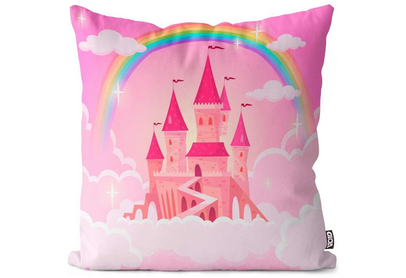 Kissenbezug, VOID (1 Stück), Sofa-Kissen Traumschloss Prinzessin Schloss Rosa Mädchen Regenbogen Einhorn Prinzessinenschloss Wolken Märchen Pony Spielzeug Burg von VOID