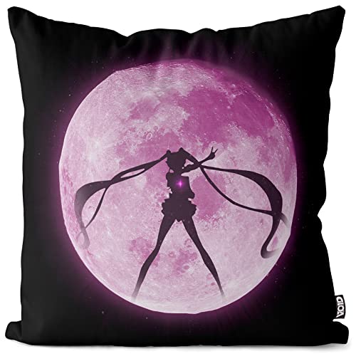 VOID Mondzauber Kissenbezug Kissenhülle Polyester wasserfest Outdoor Indoor Sailor mondstein Moon Luna Bunny Mars Anime, Kissen Größe:40 x 40 cm, Kissen Farbe:Schwarz von VOID