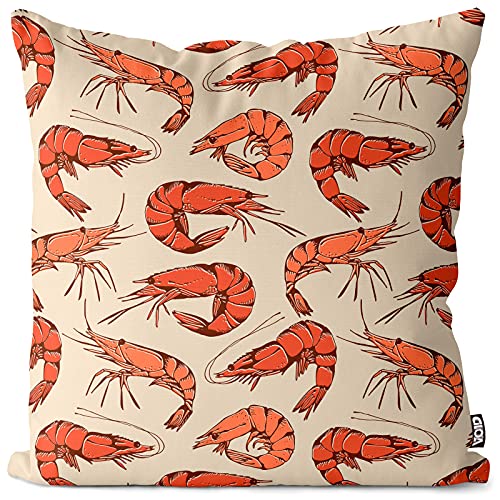 VOID Shrimps Garnelen Cartoon Kissenbezug Kissenhülle Sofakissen Kissen Deko Outdoor-Kissen Dekokissen, Kissen Größe:40 x 40 cm von VOID