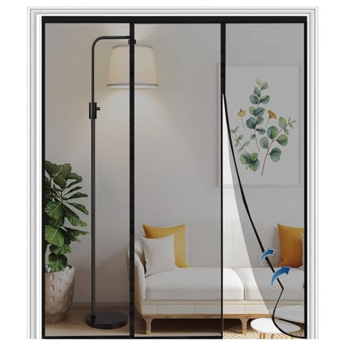 Magnetisches Fliegengitter für Türfenster 170x255cm Einfache Installation ohne Bohren. Haustierfreundliches Fenstergitter für Flure und Türen, Schwarz von VOLLENC