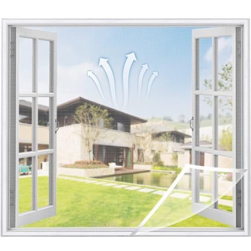 Moskitonetze für Fenster, 85x105cm DIY Selbstklebendes Fenstergitter für Insekten und Fliegen (Weiß) von VOLLENC