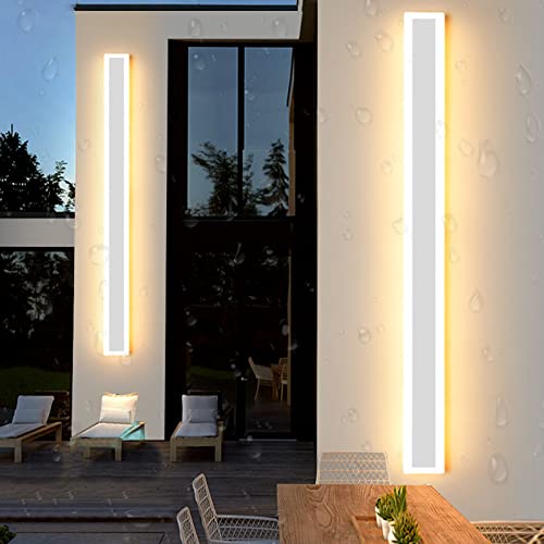 Außenlampe Wand LED Wandleuchten Aussen Innen Weiß Warmweiss 3000K Wasserdicht IP65 Wandlichte Dekorative Wandlampe Moderne Lange Streifen Wandfluter Garten Schlafzimmer Treppen Warmes Licht,150cm von VOMI