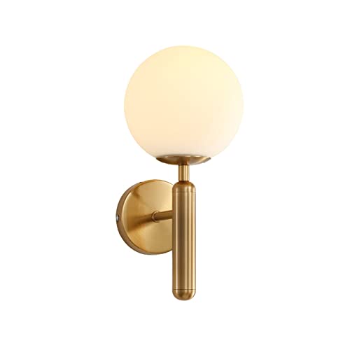 VOMI Rund Gold Glas Kugel Wandleuchten Innen Modern Flur Schlafzimmer Wohnzimmer Bad Wandlampe Kinderzimmer Industrie Look Goldfarben Metall Messing Wandbeleuchtung Bett Treppenhaus Balkon E14 von VOMI