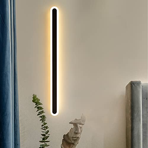 VOMI Wandleuchte Innen Modern LED Wandlampe Schwarz Metall Wandbeleuchtung Wandmontage Warmweiß 3000K Minimalistisch Dekorative mit Acryl Lampenschirm für Küche Schlafzimmer Treppe Gang,120cm von VOMI