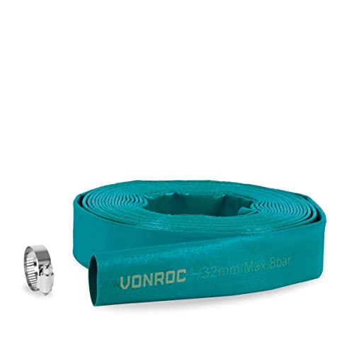 VONROC Flachschlauchset für Tauchpumpen - Druckschlauch - Universal - 10m x 32mm von VONROC