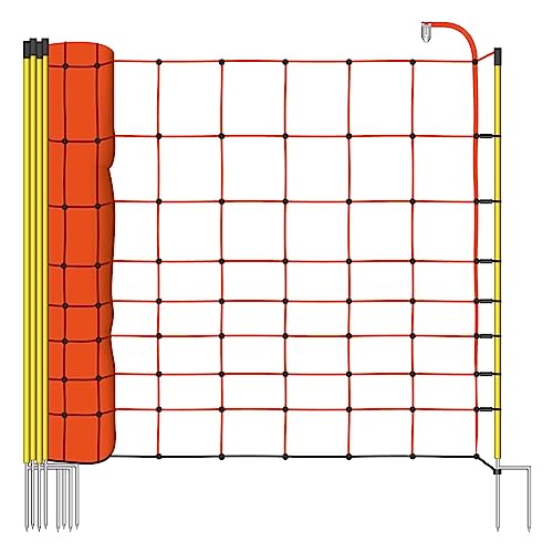 VOSS.farming 50m Elektrozaun-Netz, 108cm, 2 Spitzen, gelbe Pfähle Schafzaun Elektrozaun Weidezaun von VOSS.farming