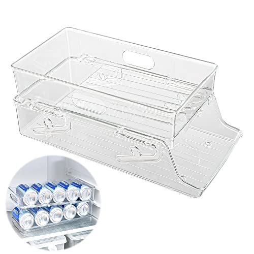 VOSSOT Rollen Kühlschrank Organizer Dosen Dosenspender Kühlschrank Dosen Organizerm, Kühlschrank Dosenspender Organizer Flaschen für 250ml/330ml Getränkedosen Bier Soda Dosen BPA Frei von VOSSOT