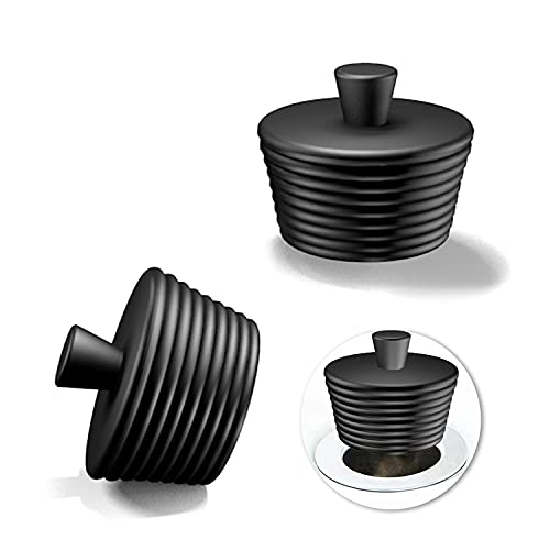 2 Stück Universal Silikon Waschbeckenstöpsel, Wasserstöpsel Waschbecken für handelsüblichen Waschbecken im Bad Badezimmer Küche Home (Schwarz) von VOSSOT