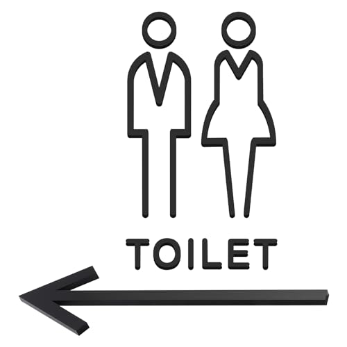 VOSSOT WC Schild Selbstklebend 4er Set,Gäste WC Schild Selbstklebend,Toiletten Aufkleber,Türschild WC,Toiletten Schild,Idealer Toilet Sticker,WC Deko für Innen und Außenbereiche von VOSSOT