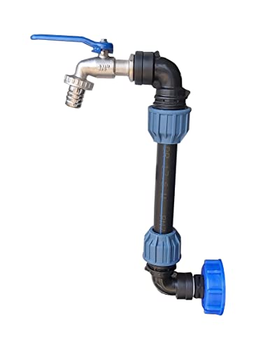 IBC Adapter mit Schwanenhals Wasserhahn für Regenfass oder 1000L Tank, versch. Ausführ. (Kunststoff/Messing, 3/4") von VOXTRADE