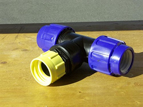 T-Stück für 25mm Rohr Verbinder für IBC Wassertanks zum Verbinden von IBC Regenwassertanks (40mm) von VOXTRADE