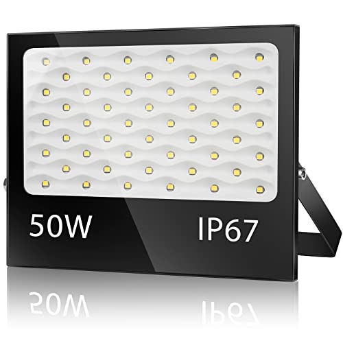 VRFMALIY 50W LED Strahler Außen, 5000LM 7000K Led Flutlicht Außenleuchte Superhell LED Fluter Außenstrahler, IP67 Wasserfest LED Scheinwerfer Aussenstrahler für Garage, Hof, Parkplatz,Lager, Garten von VRFMALIY