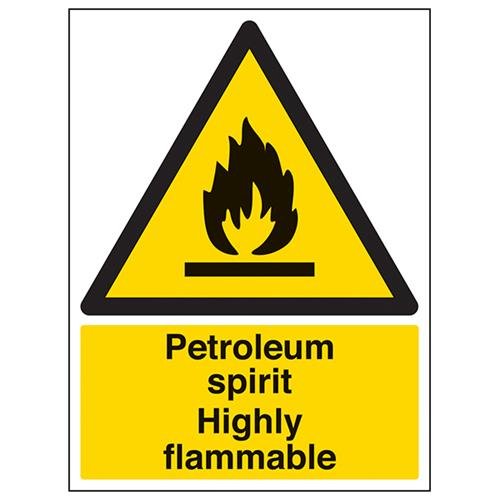VSafety Petroleum Spirit Warnschild aus starrem Kunststoff, Hochformat, 300 x 400 mm, 1 mm von VSafety