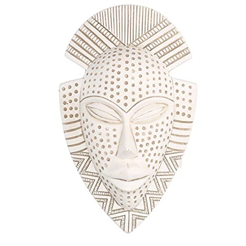 Vacchetti Giuseppe Maske aus weißem Kunstharz, für Damen, Afrikanisches Design, Faser-Agglomerate, Medio von Vacchetti Giuseppe