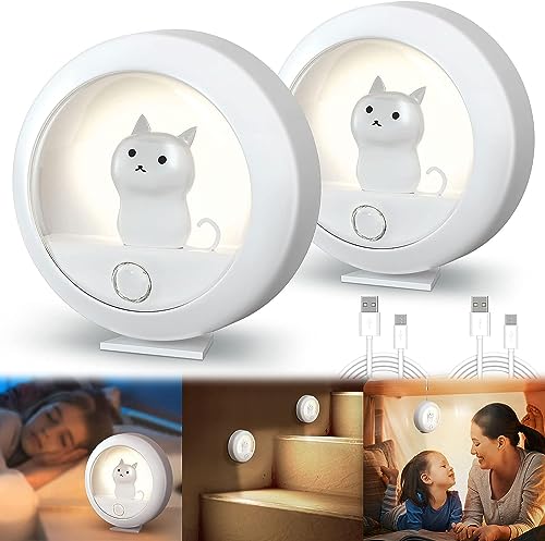 2 Stück Nachtlicht kinder mit Bewegungsmelder, Aufladbar USB Nachtlicht Baby mit 3 Modi (Auto/ON/OFF), Warmweiß Led Nachtlicht mit Bewegungsmelder für Kinderzimmer, Schlafzimmer, babyzimmer,Flur von Vaileal
