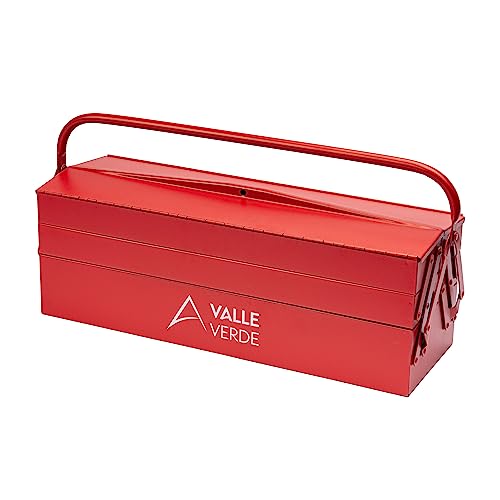 Werkzeugkasten Werkzeugkiste Montage-Werkzeugkoffer mit 5 Fächern Mit Griff Aufklappar Metall Pulverbeschichtet Rot 60 cm x 20 cm x 20 cm von Valle Verde