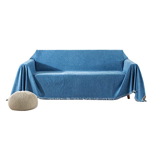 VanderHOME Hochwertige Wohndecke Sofa überwurfdecke Einfarbig Dekorativen Couch Überwurf für Sofa Groß Vielseitig Sofaüberwurf ist Die Erste Wahl für Familie Reisen und Büro 180*340cm Blau von VanderHOME