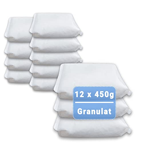 12 x 450 Gramm -(4J)- Luftentfeuchter Nachfüllpack Vliesbeutel XXL Box Granulat Nachfüllen Raumentfeuchter (neutraler Duft) von Vanorell