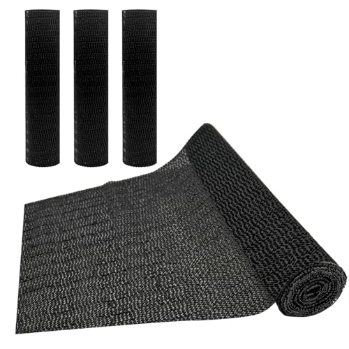 4 x Antirutschmatte Teppich 150 x 30 cm, Schwarz, PVC Unterlage mit Teppichbremse für sicheren Halt Antirutsch Pads Antirutschunterlage Schubladen von Vanorell