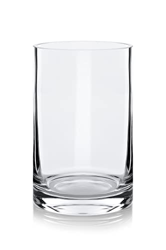 Blumenvase aus Glas in verschiedenen Größen von Varia Living | Glasvase rund | Glaszylinder mit Boden für Kerze | Windlicht aus Glas | klar (H 15 cm | Ø 10 cm) von Varia Living