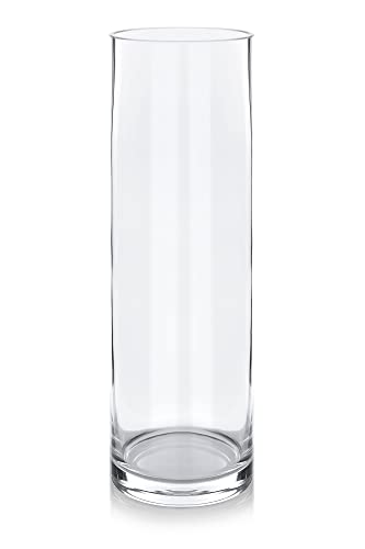 Blumenvase aus Glas in verschiedenen Größen von Varia Living | Glasvase rund | Glaszylinder mit Boden für Kerze | Windlicht aus Glas | klar (H 40 cm | Ø 12,5 cm) von Varia Living