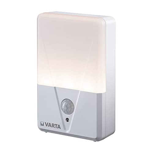 VARTA Nachtlicht mit Bewegungssensor LED inkl. 3x AAA Batterien, Motion Sensor Night Light, einfache Installation: Schraube, Magnet oder 3M-Klebeband, automatische Abschaltung von Varta