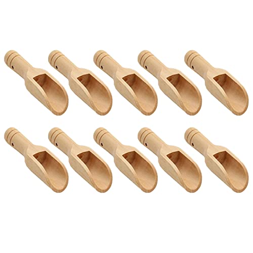 10 Stück Kleiner Holzlöffel, Gewürzschaufel, Salz Löffelchen Mini, Küchenutensilien, Gelten für Salz, Tee, Kaffee, Mehl(Braun) von Vastsea