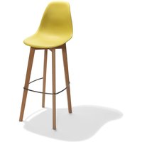 VEBA Keeve Barhocker gelb ohne armlehne, birkenholz gestell und kunststoff sitzfläche, 53x47x119cm ( von Veba