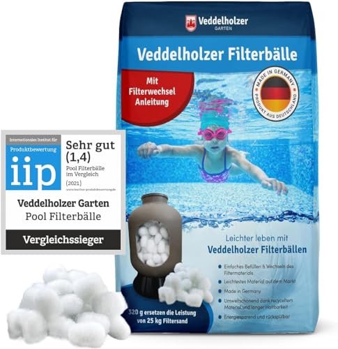 Veddelholzer Pool Filterbälle leichtestes Material für Beste Leistung ersetzt 25kg Filtersand Quarzsand aus Deutschland Poolzubehör Poolreiniger Sandfilteranlage für Salzwasser geeignet von Veddelholzer