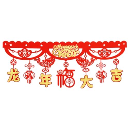 Veenewy Rote Flagge des chinesischen Jahres 2024, Drachenfest, Dekoration für Haus, langlebig, einfach zu installieren von Veenewy