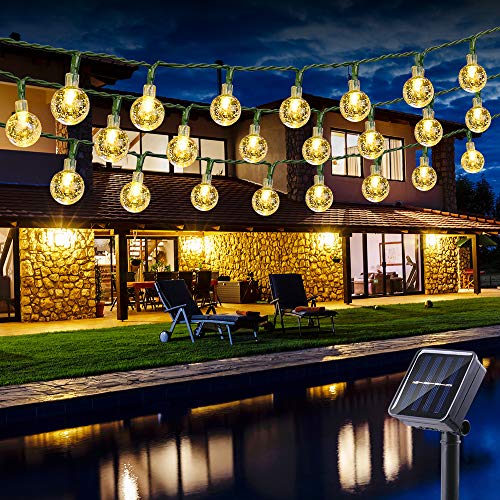 Solar Lichterkette Aussen 30 LED Kugeln Lichterkette 4.5M Kristall Warmweiß, BrizLabs 8 Modi Außenlichterkette Wasserdicht Kristallbälle Beleuchtung für Garten Terrasse Bäume Hof Haus Party Deko von BrizLabs