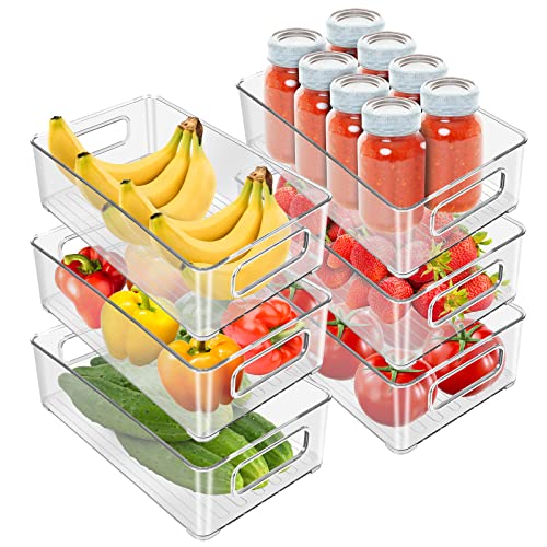 Kühlschrank Organizer - Fridge Organizer, 6er Set Speisekammer Vorratsbehälter, Stapelbare Aufbewahrungsbox mit Griff, Fridge Organizer Box BPA Frei für Küchen Kühlschrank Schränke Fridge (26x15x8cm) von Vegena