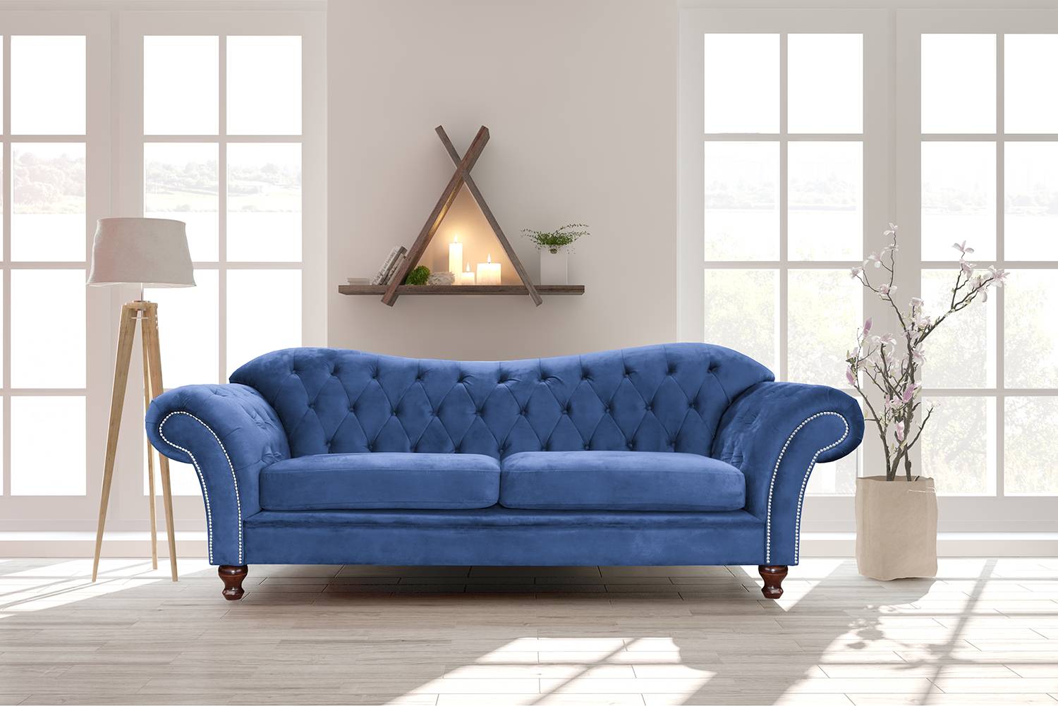 Velvet Studio Bigsofa Iriona Jeansblau Microfaser 230x84x90 cm von Velvet Studio