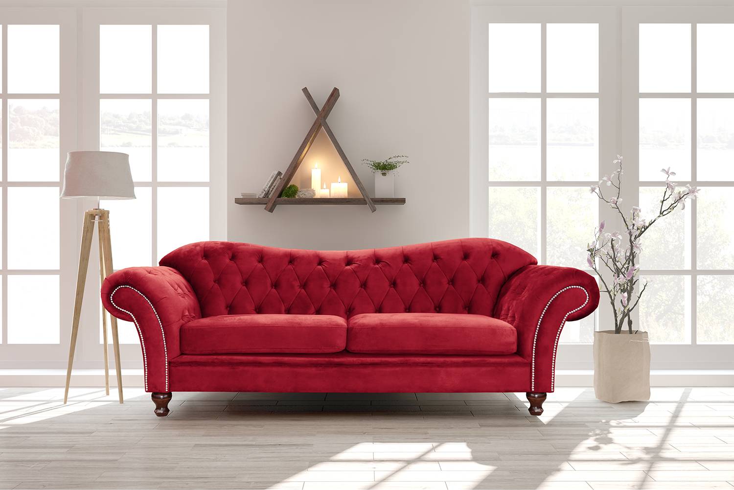 Velvet Studio Bigsofa Iriona Rot Microfaser 230x84x90 cm von Velvet Studio