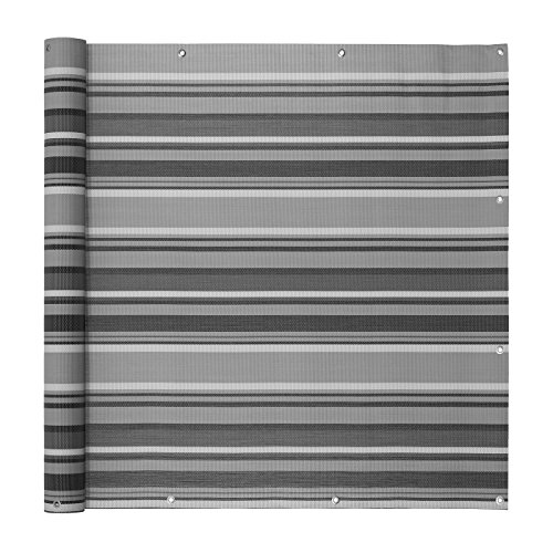 Ventanara® Balkonverkleidung Sichtschutz PVC Balkonumspannung Zaun Verkleidung Blende Windschutz Folie 300 x 90 cm Grau gestreift von Ventanara
