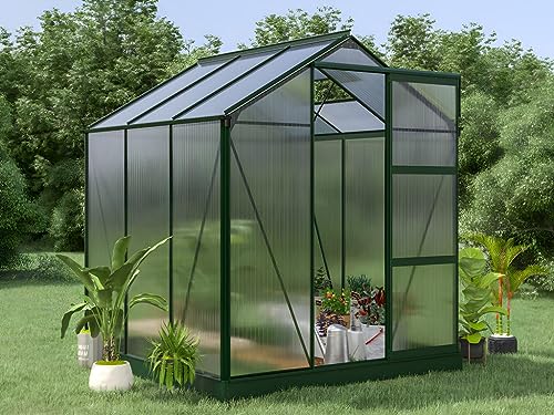 Vente-unique - Gewächshaus für den Garten, Polycarbonat, 3,4 m², mit Sockel von Vente-unique